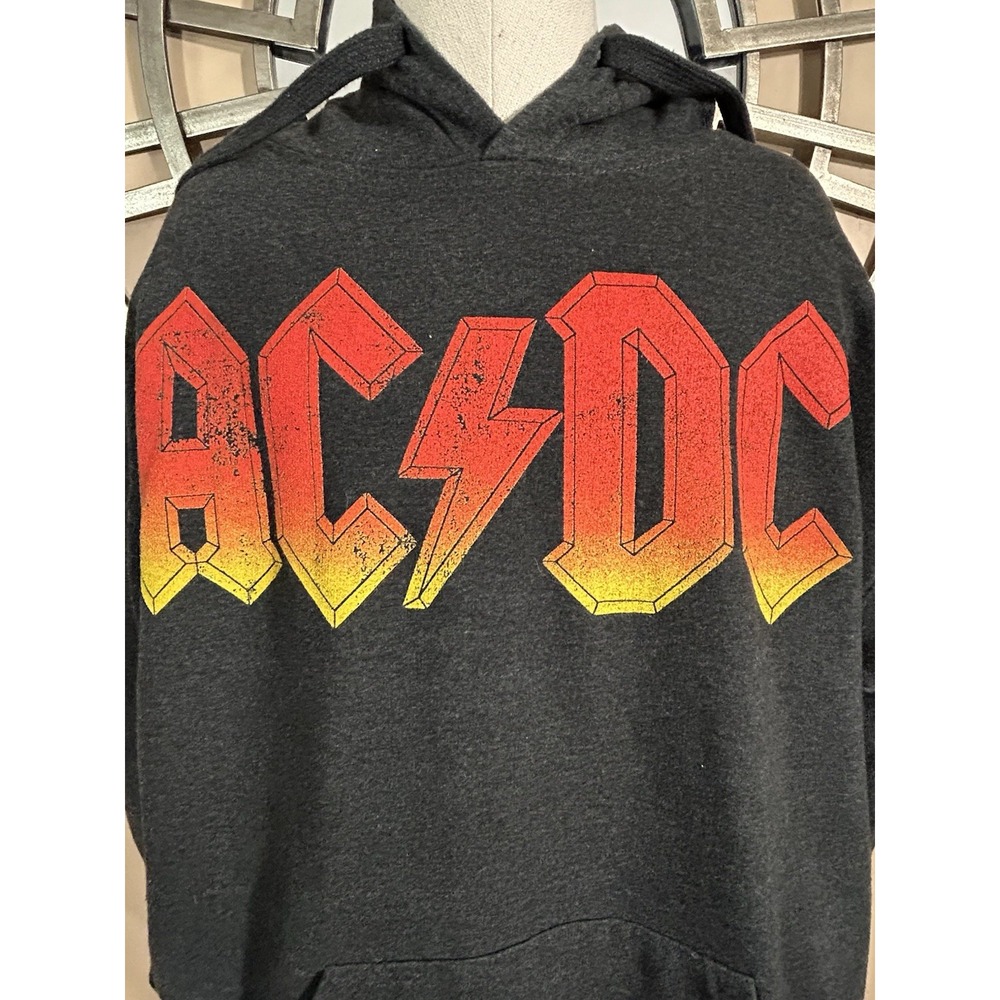 AC DC Hooded Pullover Sweatshirt Hoodie XL Grey Big Logo - Picture 7 of 12